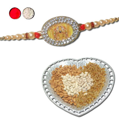 "Rakhi - FR- 8550 A (Single Rakhi),  Dryfruit Thali - code RD800 - Click here to View more details about this Product